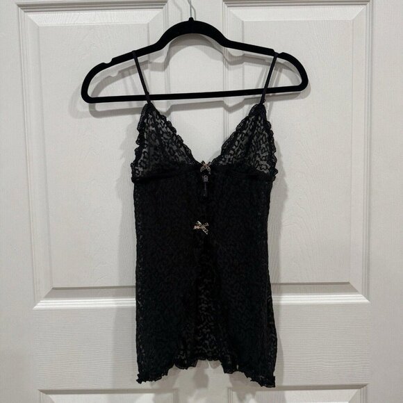 women's victoria secret VS The Lacie Babydoll Black Cheetah Bow Size Medium M‎ - Picture 3 of 7